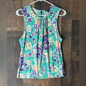 Chaps Floral Sleeveless Tank Top - Turquoise, Purple, Peach